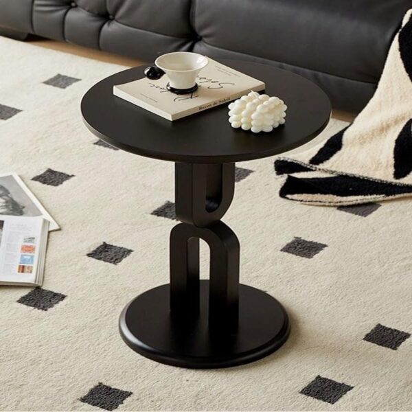 Multifunction Geometric Design Side Table Round End Table Solid Wood Bedside Table for Living Room Bedroom Balcony Office 40x60 cm.