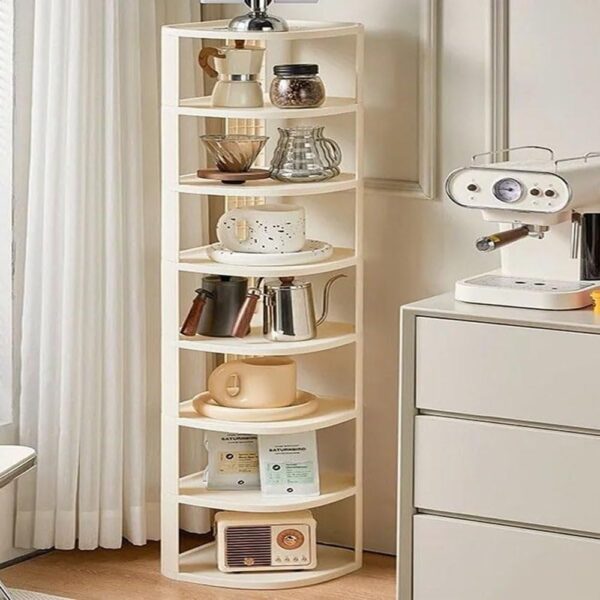 Multifunction 8-Tier Layer Durable Plastic Corner Shelf - A Versatile Storage Solution for Efficiently Organizing and Utilizing Every Corner of Your Home or Office25 X 25 X 121 Cm