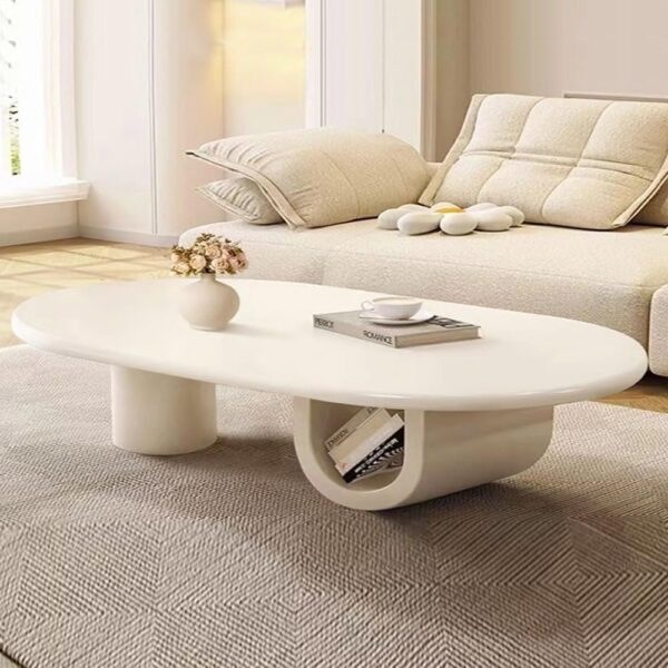 Multipurpose Curve Design Coffee Table Stable and Stylish Unique Base Sofa Side Table Perfect for Living Room Bedroom or Office as a Modern Centerpiece for Convenient Storage 100x60x41 cm