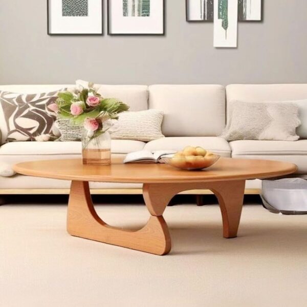 Mid Century Modern Abstract Design Coffee Table with Elegant Wood Frame and Small Triangular Side Table Stylish and Functional Accent Piece for Contemporary Living Spaces 83x40 cm.