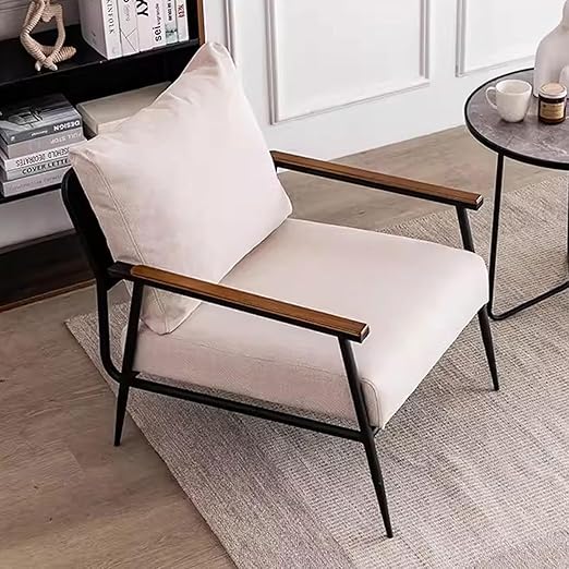 Multipurpose Use Modern Accent Chair Upholstered Reading Comfy Armchair Lounge Chair with Iron Frame Soft Seat Chair for Living Room Bedroom Lounge 65x77x90 cm.