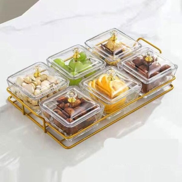 6 Pieces Multipurpose Light Luxury Fruits And Snack Storage Bowls With Tray - Enhancing Your Table Setting with Elegance, Versatility, and Organization for Everyday Dining and Entertaining.