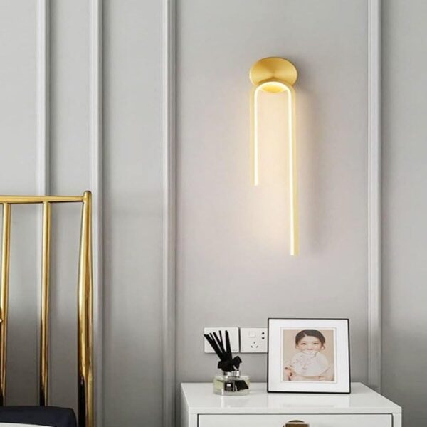 Modern Luxury Design U-Shape Right Side Wall Lamp Aluminum Tri Color Mode Acrylic LED Light Wall Decor Background Lamp for Living Room Dining Room Home Office 10x55 cm.