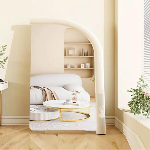 Modern Scandinavian Arc Design Full Length Mirror Standing Hanging or Leaning Against Wall Large Bedroom Floor Mirror Dressing Mirror Wall-Mounted Mirror 70x170 cm. (White/Beige/Clear)