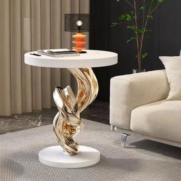 Multipurpose Modern Abstract Sculpture Design Side Table – Luxury Style Decorative Corner Table with Strong Resin Base and Functional Coffee Table for Living Room and Home Decor 40x58 cm.