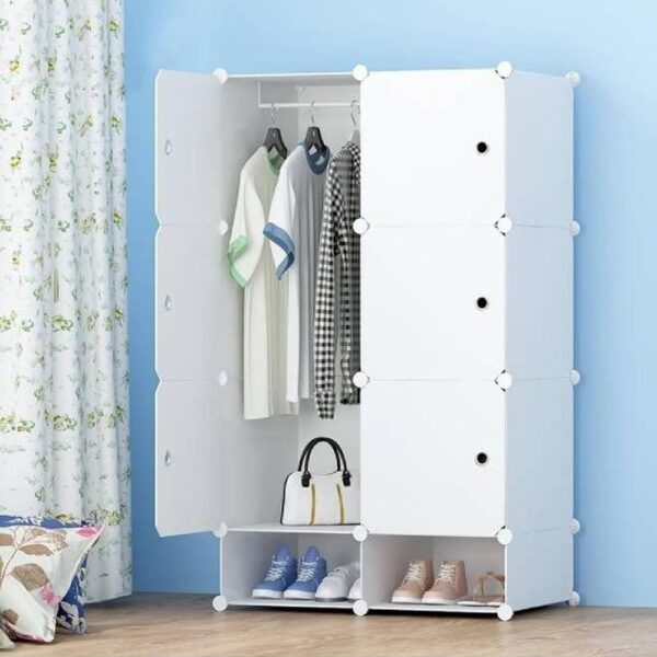 Wardrobes Bedroom Furniture Home Resin Assembly Closet Clothes Storage Rack For Home Office Living Room 75 X 47 X 129 Cm White
