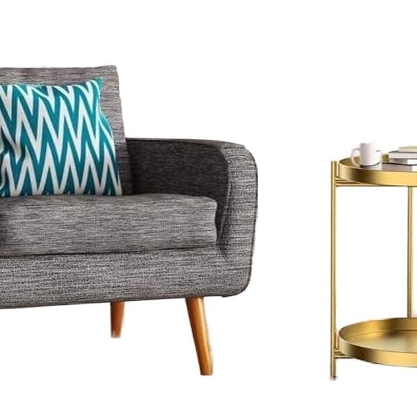 2-Tier End Table Metal Round Tray Side Small Folding Accent Coffee Table Sofa Side Snack Table Anti-Rust and Waterproof Nightstand for Living Room Balcony and Office 40 X 40 X 51.5 Cm Gold