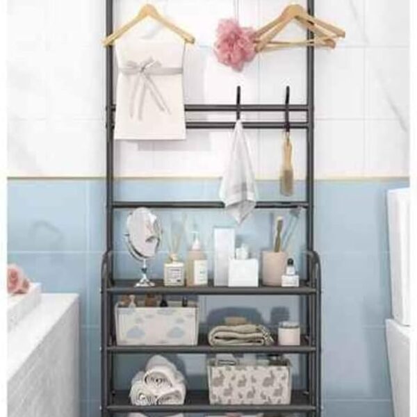 Stainless Steel Clothes Coat And Shoes Rack - 4 Tier Shoes Rack Organizer Coat Hat Umbrella And Shoes Rack - Coat And Cloth Rack Stand (173 x 80 x 26 CM, Black)