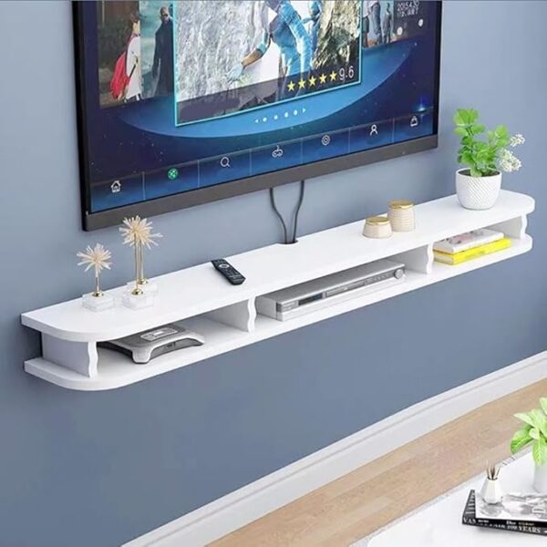 Modern Design Wall Mounted Floating TV Stand Cabinet for TV Accessories Wooden Ample Storage Shelves with Wire Hole TV Console for Living Room Entertainment Room Home Office 160x24x15 cm.