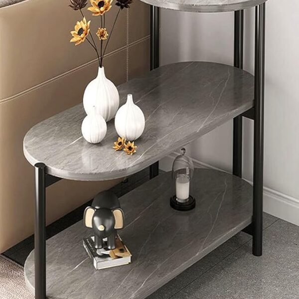 Side End Table 3 Layer Sofa Table Metal Corner Table Coffee Snack Tray Table Snack Accent Table Anti-Rusty for Outdoor and Indoor Use (Grey)