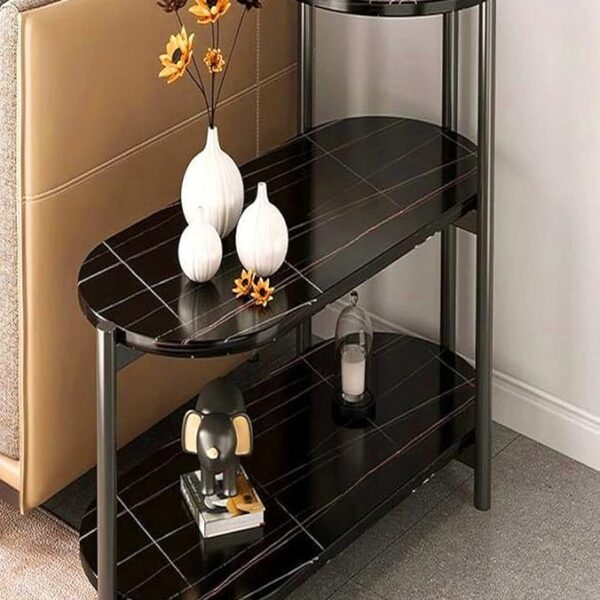 Side End Table 3 Layer Sofa Table Metal Corner Table Coffee Snack Tray Table Snack Accent Table Anti-Rusty for Outdoor and Indoor Use (Black)