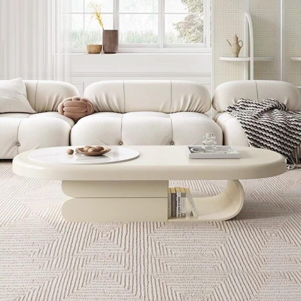 Modern Shaped Light Luxury Design Nordic Style Coffee Table for Living Room Modern Side End Table Centre Table with Open compartment and drawers for Living Room Offices.