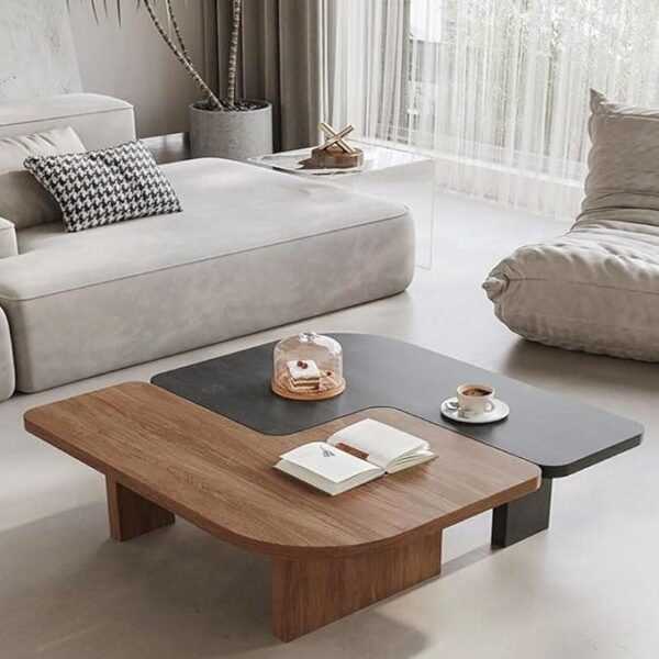 Set of 2 Multipurpose Detachable Solid Wood Round Corners Coffee Table – Strong Base Center Table for Living Room, Home Office, and Versatile Home Decor 90x60x40 cm.