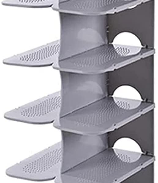Multi Steps Adjustable Plastic Shoe Organizer Rack, Space-Saving Shoe Storage Rack 26.3x24x66 CM (Blue).