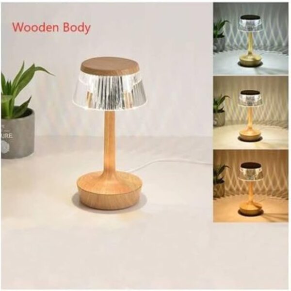 Table Lamp - Luxury and Modern Design Wooden and Crystal Art Sidetable Lamp in Multicolour - Portable and Touchable LED Night Light Desk Lamp in 30D x 20W x 30H CM