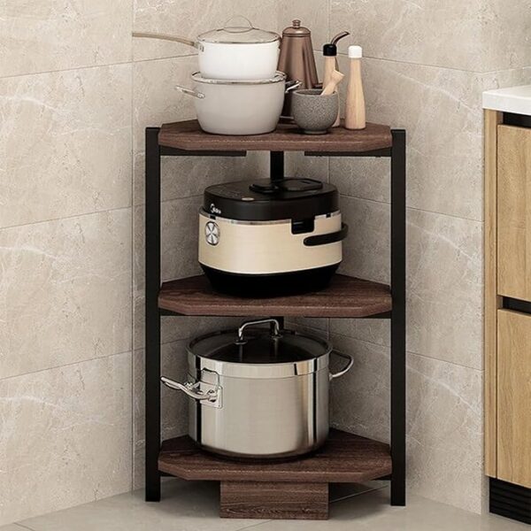 3 Layers Home Kitchen Shelf, Baked Corner Storage Shelf, Microwave Stand, Home Floor Storage Shelf, Steel Organiser Rack 30 x 30 x 60 cm.