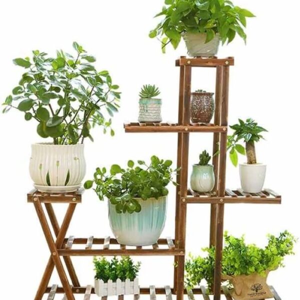 Stand Rack Multiple Flower Pot Holder Shelf Indoor Outdoor Planter Display Shelving Plant Flower Display Stand Brown 100centimeter