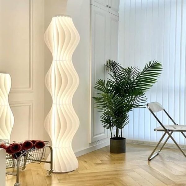 Remote Control Tri-Color Dimmable Nordic Denmark Creative Hula Floor Lamp Living Room Designer Sofa Bedroom Atmosphere White Origami Art Lighting 10 x 173 cm.
