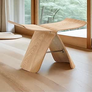 Low Stool Butterfly Stool for Living Room and Hallway - Solid Wood Curved Plate Design, Comfortable and Eco-Friendly Seating Solution, Versatile Accent Piece for Home Décor 46x30x40 cm.