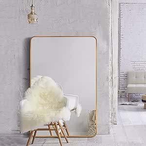 Modern Home Bathroom Mirrors Rectangular Metal Framed Wall Mirror HD Vanity Make Up Mirror for Wall Décor Mirror for Living Room, Home Decor & Bedroom Mirror Wall Make-up Mirror 70 x 50 cm.