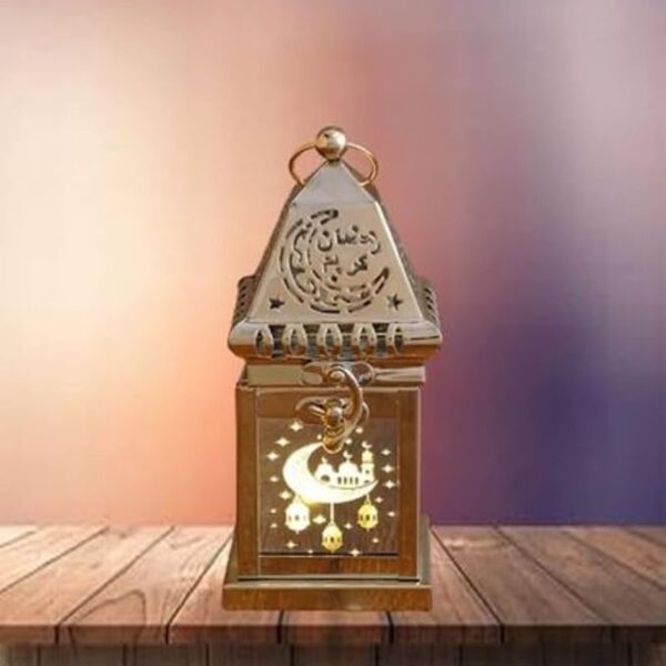 Ramadan Hollow Music Gold Copper Candlestick Lighting Lamp Muslim Eid Home Decoration - Elegant Islamic Festival Decorative Candle Holder with Musical Features Warm Lighting for Home.