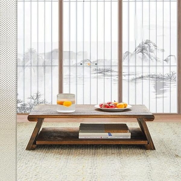 Modern Design Japanese-Style Kang Table Low Table Balcony Folding Floor Table Kang Table Solid Wood Tatami Coffee Table Bay Window Small Table Tea Table.