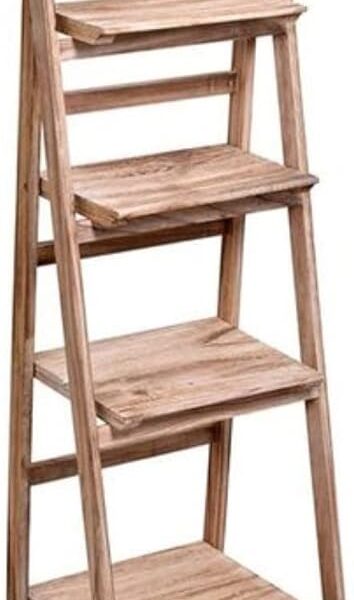 Plant Shelf - Multi-Functional Foldable ‎Brown Flower Plant Shelf - Wooden Flower Stands - Multi Layered Plant Stand Shelf (4 Shelves, Light Brown)
