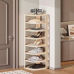 Maximize Your Space with Ease Multi-Step Plastic Corner Shoe Rack - Organize Your Footwear Collection Efficiently in Any Corner of Your Home 25 X 121 X 25 Cm Off-White