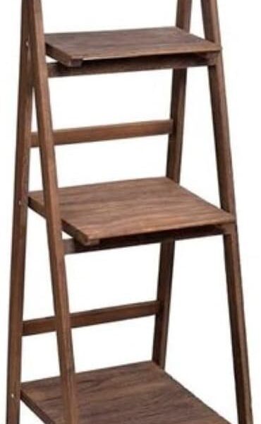 Plant Shelf - Multi-Functional Foldable ‎Brown Flower Plant Shelf - Wooden Flower Stands - Multi Layered Plant Stand Shelf (3 Shelves, Dark Brown)
