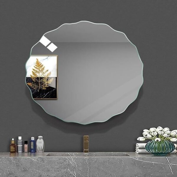 Bathroom Makeup Mirror Dressing Table Oval Shave with Bevelled Glass Frame Simple Elegant Design Home Bedroom Decoration Wall Mirror 50 Centimeter
