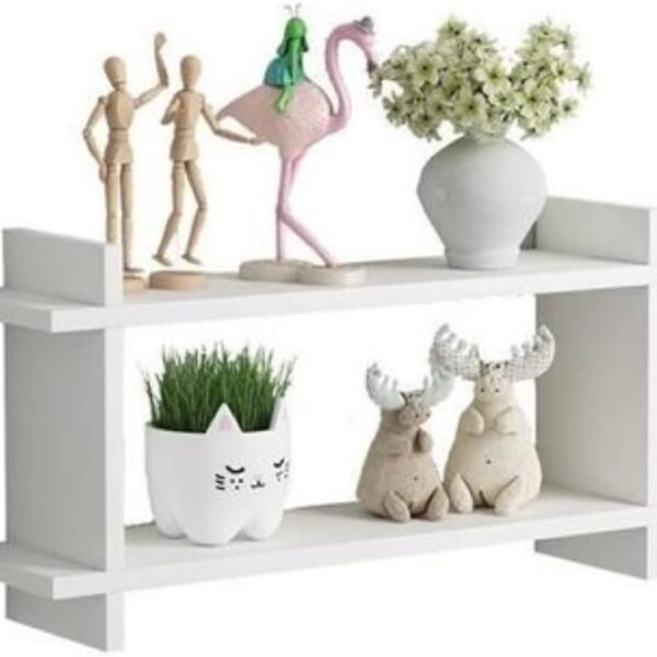 Wall Shelf Storage PVC Sheet Waterproof Wooden Bookcase Cabinet 40x15x30 CM (White)