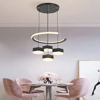 Pendant Light, 4-Light Vintage Chandeliers Hanging Pendant Lighting Fixtures, Adjustable Height Pendant Ceiling Lamp with Iron Cage for Kitchen Living Dining Room Bedroom Hallway.