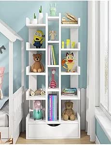 Creative Bookshelf Bookcase Simple Living Room Storage Rack with Modern Design, Adjustable Shelves, and Versatile Use for Organizing Books, Decor, and Essentials 51 x 19 x 141 CM