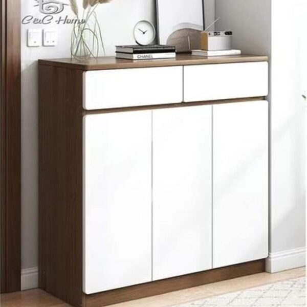 Household Storage Shoes Cabinet Rack - Wooden 3 Layered Shoes Rack Organizer For 12 Pairs Of Shoes - White Color Shoe 3 Shelves For Household Accessories In 100 x 32 x 90 CM