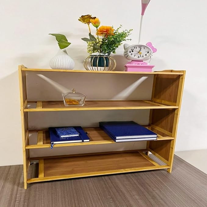 86 4-Tiers Bamboo Shoe Rack Organizer – Multi-Functional Shoe Storage Cabinet and Display Stand for Entryway, Hallway, or Closet – Durable Bamboo Shoe Shelf for Space-Saving Organization 60x23x60cm - Image 1