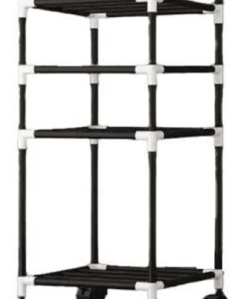 Kitchen Organizer Rack - Stainless Steel 4 Tier Shelf for Kitchen, Office, Bedroom, and Bathroom With 4 Lockable Wheels - Kitchen Accessories Storage Rack (43 x 35 x 89 CM, Black)