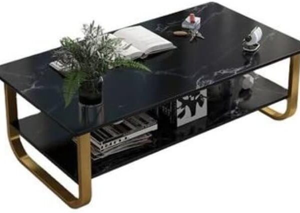 Coffee Table and Study Desk - Modern Design Marble Laptop Table for Home, Office, and Study Room - Laptop Desk (42 x 45 x 80 CM, Black)